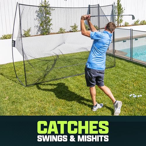 Standard 10x7 ft Golf Practice Net - Black Personal Driving Range for Indoor & Outdoor Use