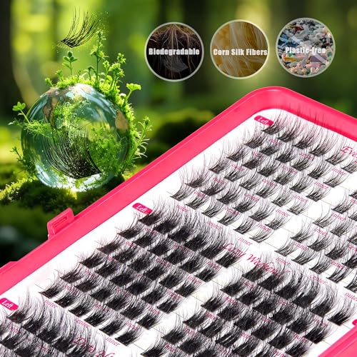 L&R Natural & Fluffy Lash Clusters - Biodegradable False Eyelashes for Beginners, No Glue Included