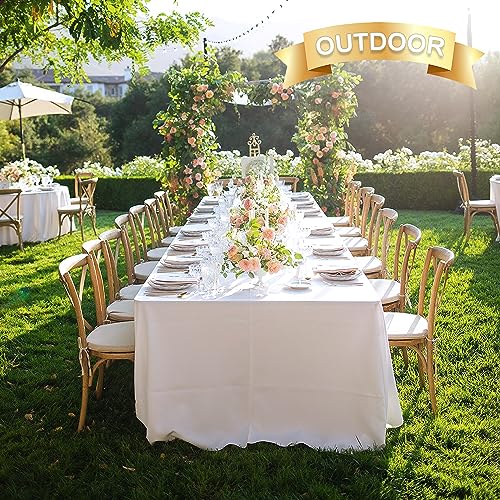 White 6 Pack Table Cloth 90x132 Inch for 6ft Rectangle Tables - Wrinkle & Stain Resistant