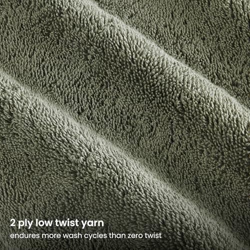 BIOWEAVES 100% Organic Cotton 700 GSM Plush Luxury Bath Towels for Bathroom 30" x 58" GOTS Certified - Sage, Pack of 2