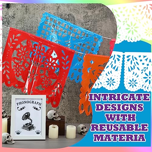 Kinlop 450 FT Mexican Fiesta Banners - Set of 30 Colorful Papel Picado Decorations