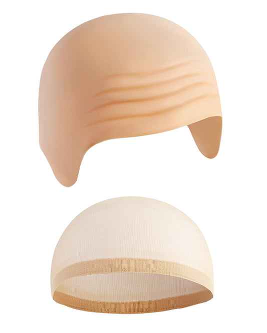 2 PCS Bald Caps Halloween Latex Bald Head Wig Cap Makeup Costume Accessories Adult Cosplay Party Supplies