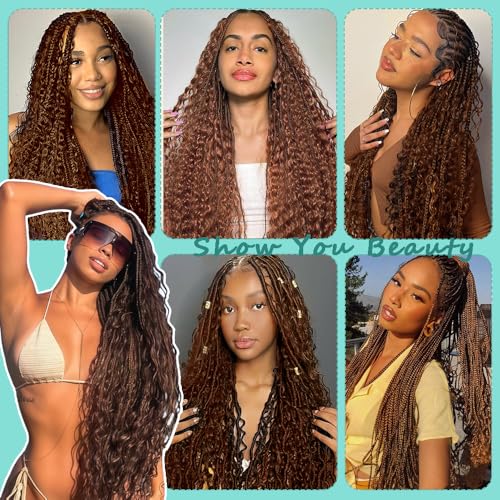 Deep Wave Human Braiding Hair - 20 Inch Brown 110g Bulk for Boho Braid Styles