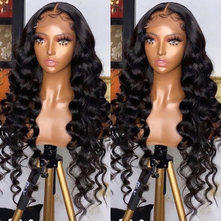 NKTU Deep Wave Lace Front Wigs Human Hair 180 Density Glueless Wigs for Women 13x4 HD Transparent Lace Front Wigs Pre Plucked with Baby Hair 22 Inch