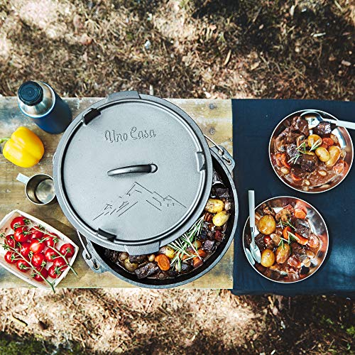 Uno Casa 6 Qt Cast Iron Dutch Oven Kit with Lid, Skillet, Tote & Recipe Book