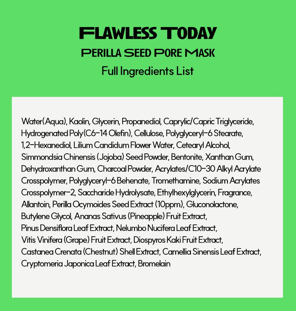 ooah seoul FLAWLESS TODAY Pore Refining Face Mask | Korean Skincare for Oily, Acne-Prone & Textured Skin | Charcoal & Perilla for Pore Tightening | 120ml 4.05fl.oz