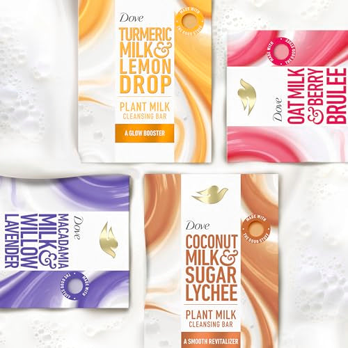 Dove Plant Milk Cleansing Bar Soap Variety Pack - Moisturizing & Sulfate-Free, 5 oz - Bar Soap