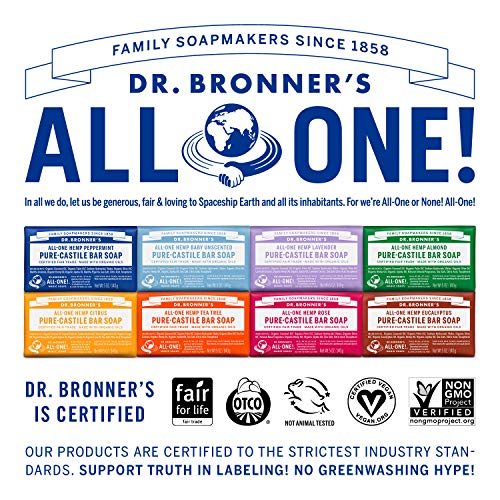 Dr. Bronner's Pure-Castile Bar Soap Variety Pack, Rose & Lavender, 5 oz each (Pack of 6)