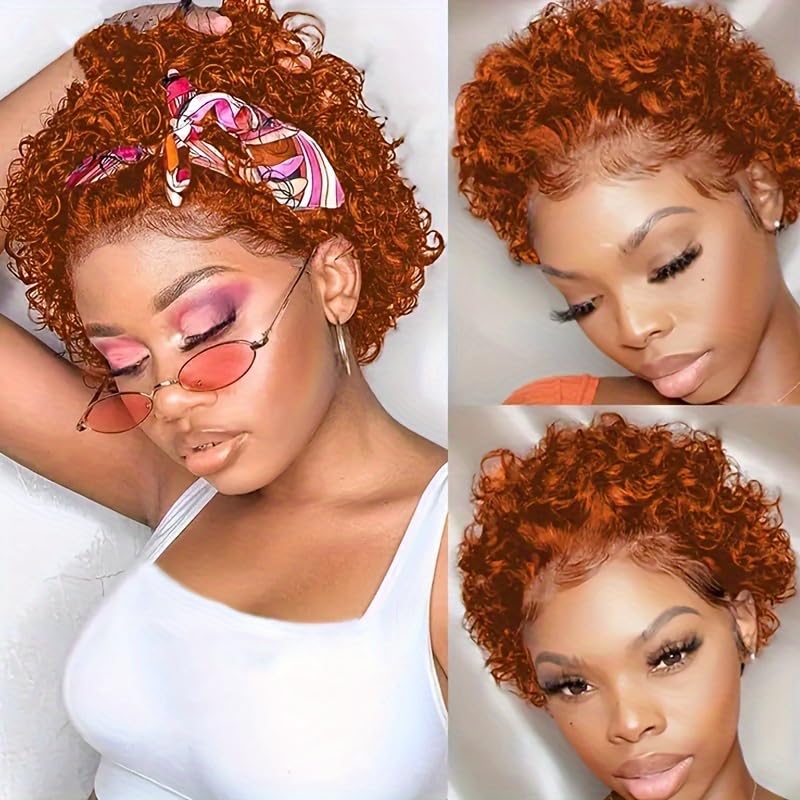 Pixie Cut Curly Lace Front Wig 8in Human Hair Short Afro Style - Variation 350#
