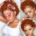 Pixie Cut Curly Lace Front Wig 8in Human Hair Short Afro Style - Variation 350#