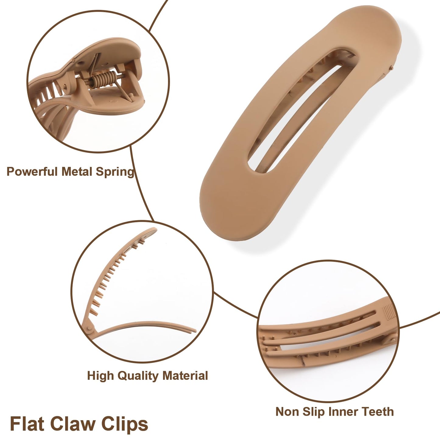 FASOTY 15 Pcs Flat Claw Clips for Women Girls, 3 Styles Non-slip Matte Flat Hair Clips for Thick & Thin Hair Prom Party Hair Accessories