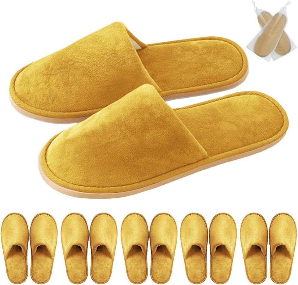Non-Slip Disposable Slippers - 2-6 Pairs, Washable Velvet Closed Toe for Guests, Hotel & Spa