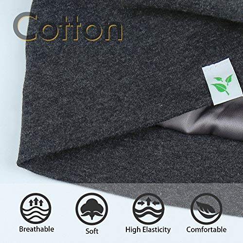 X-Large Black Satin Sleep Cap for Men with Curly Wavy Hair - 2 Pack Gift Set