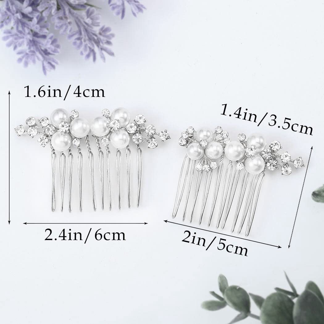 Brishow Pearl Rhinestone Hair Comb Silver Wedding Hair Clip Bridal Hair Accessories for Women and Girls