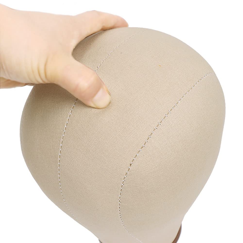 UPerfe Canvas Wig Head Stand with Mannequin Head 23 inch Cork Canvas Block Head for Wig Making Kit Supplies , Cork Base, 52 Pins