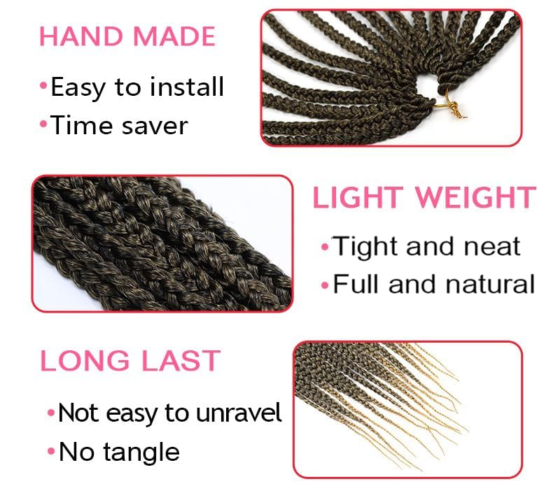 QANSFA Goddess Box Braids Crochet Hair 16 Inch Honey Blonde 7 Packs for Black Women