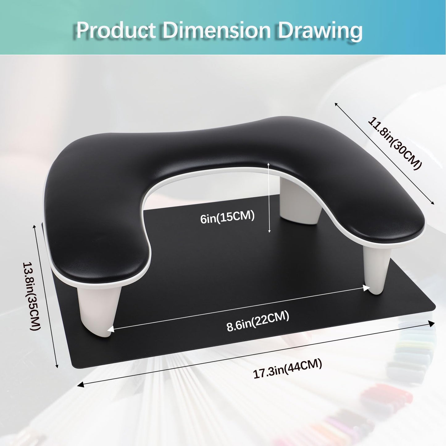 Arm Rest for Nails Tech with Nail Table Mat,U-shaped Manicure Nail Hand Rest Stand Pillow Cushion,Nail Supplies for Nail Techs(Black)