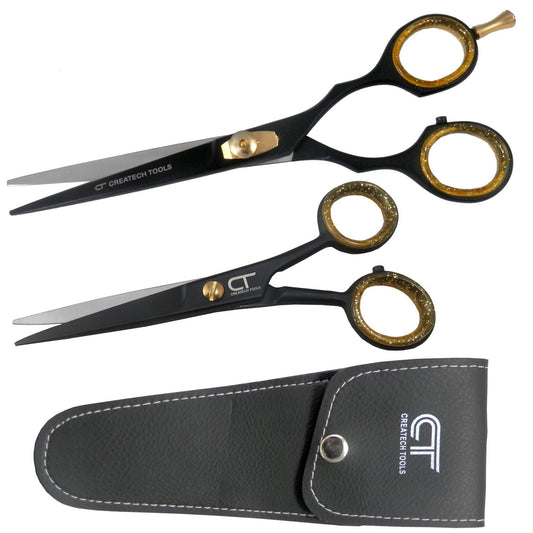 Hair Scissors Set – Large and Small Hair Cutting, Hairdressing and Trimming Black Scissors, Family Care Pack