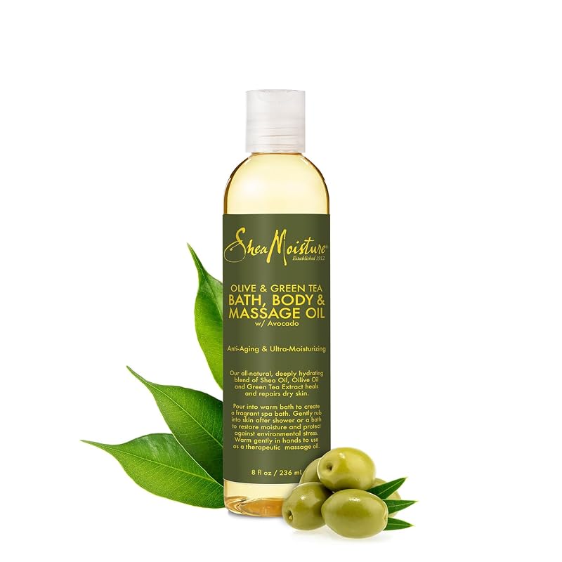 SheaMoisture Olive & Green Tea Body Oil 2-Pack – Avocado Oil, Anti-Aging & Ultra-Moisturizing for Dry Skin