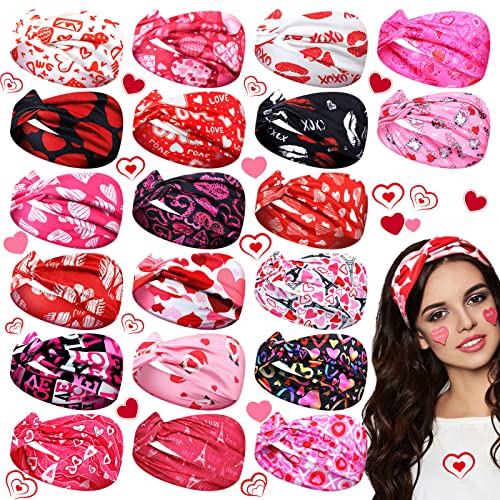 Valentine Heart Headbands for Women 20 Pack Non-Slip Hair Accessories