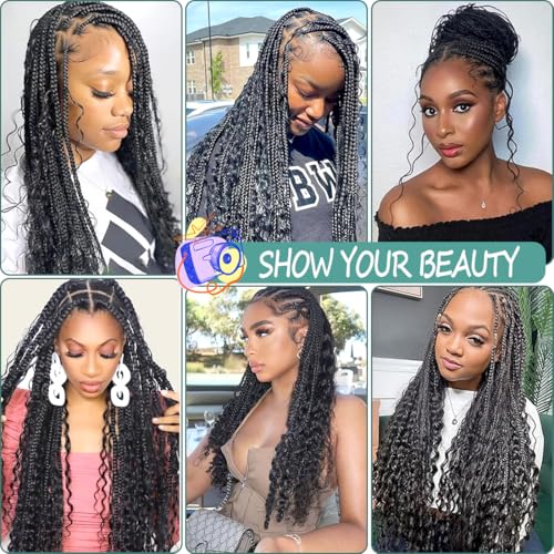 Natural Black Deep Wave Human Hair Braiding Extensions 16 Inch - Boho Braid Hair