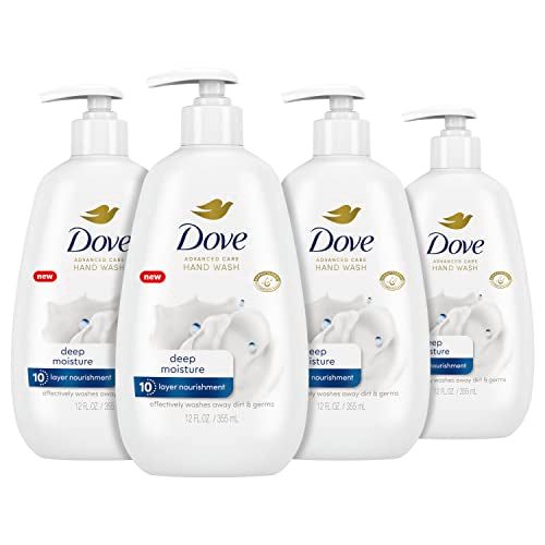 Dove Advanced Care Hand Wash Deep Moisture 4 Count for Soft, Smooth Skin & Body Wash with Pump Sensitive Skin Hypoallergenic, Paraben-Free, Sulfate-Free, Cruelty-Free