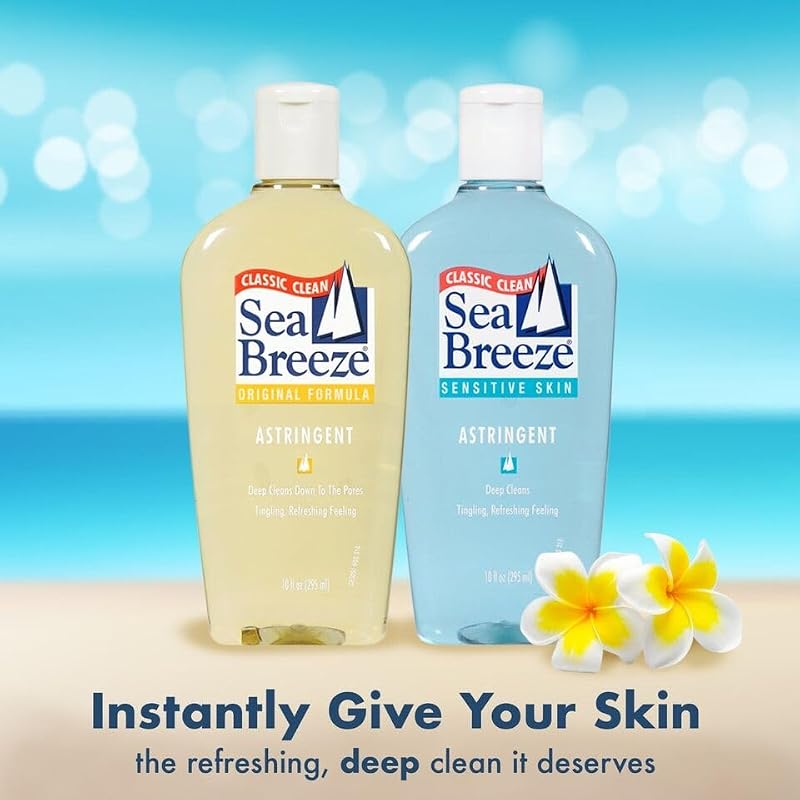 Seabreeze Deep Cleaning Facial Astringent for Sensitive Skin 10oz (Pack of 3) – Gentle, Oil-Control Toner for Delicate Skin
