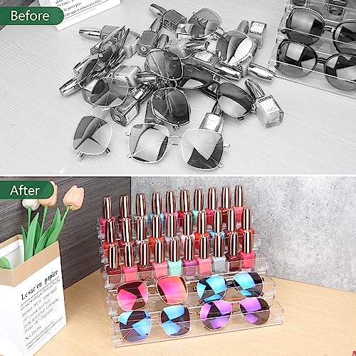Sunglass Organizer Easy Snap-on Assembly, Acrylic Sticker Display Stand for Vendors, Nail Polish Holder Nail Desk Essential Oil Lipstick Storage,Clear Sunglasses Perfume Organizer (5 Layers)