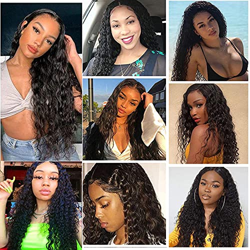 Water Wave Human Hair Extensions Bundles - 12, 14, 16, 18, 20, 22, 24, 26, 28, 30, 32, 34 Inch Black Virgin Remy Hair