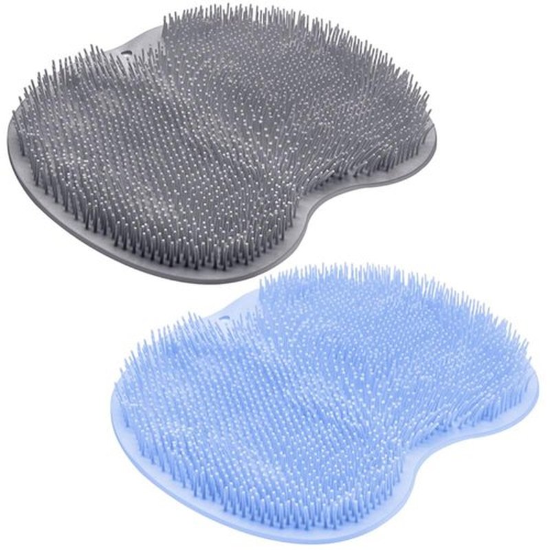 2PACK Shower Foot Scrubber Mat Back Washer Back Exfoliating Bath Wash Pad Wall Mounted Slip Suction Cups Foot Scrubber for Use in Shower Cups Foot Cleaner for Men and Women