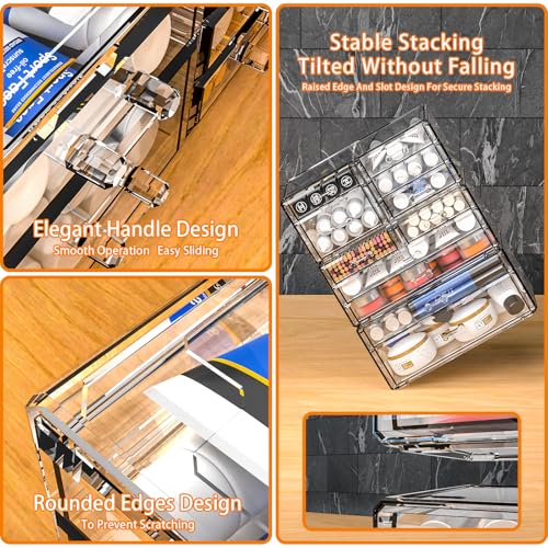 Large 13-Drawer Clear Acrylic Makeup & Hair Organizer – Stackable, Multi-Use Storage