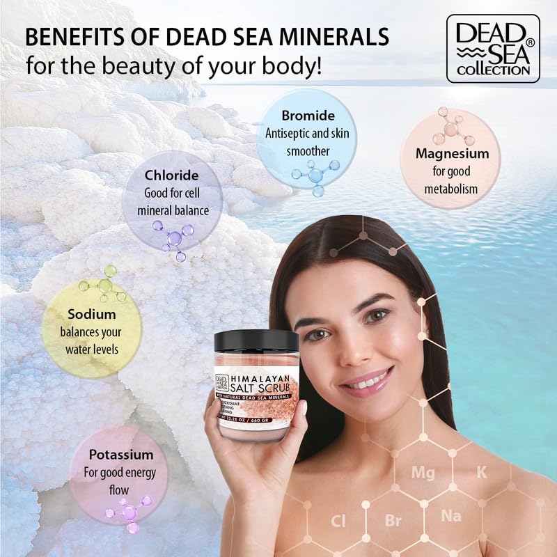 Himalayan Salt Body Scrub - Exfoliating Moisturizing Dead Sea Minerals 23.3 Oz - Dead Sea Collection