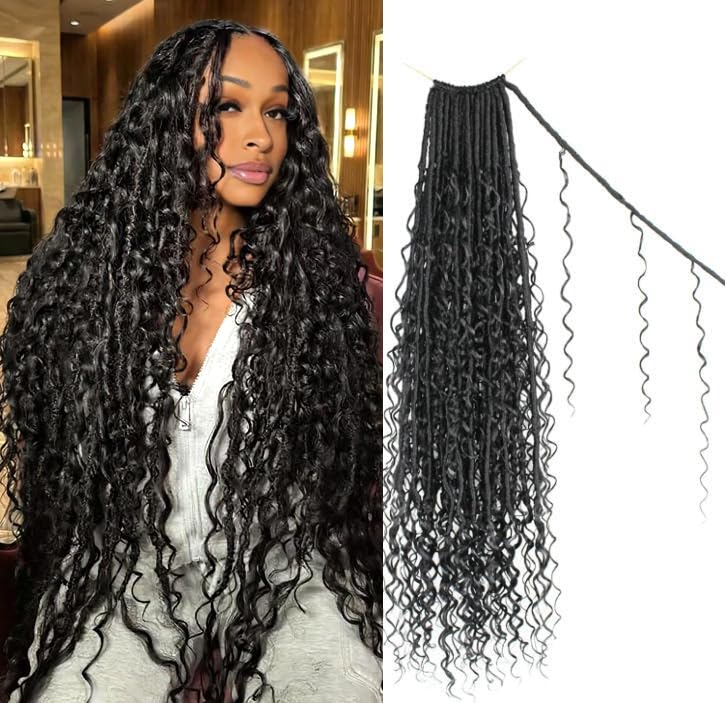 30 Inch Faux Locs Crochet Hair Set - 8 Pack Boho Goddess Locs for Black Women