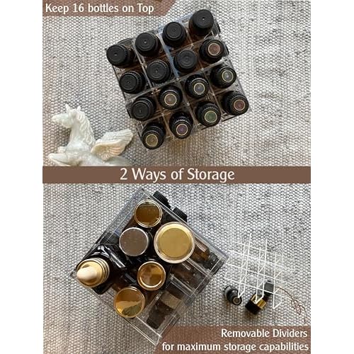 JEREVER Essential Oil Storage Rack Rotating Tower Organizer Acrylic Clear Display Holder for 64 bottles 5ml 10ml 15ml (Bottles not Included)
