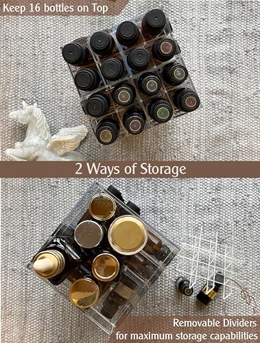 Clear Essential Oil Storage Rack Rotating Tower Organizer for 64 Bottles - JEREVER