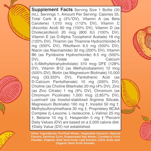 MaryRuth's Liquid Multivitamin + Hair Growth Travel Pack | 8 ct | Biotin 10000mcg | Lustriva Hair Growth Supplement | Clinically Tested in Women for Thicker Hair & Facial Wrinkle | Ages 18+ | 1 Fl Oz
