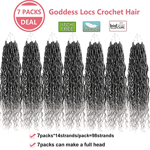 18 Inch Crochet Faux Locs Hair for Black Women - 7 Pack T1B/Gray
