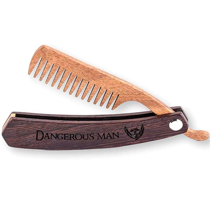 Wood Folding Beard Comb for Men – walnut pocket grooming accessory