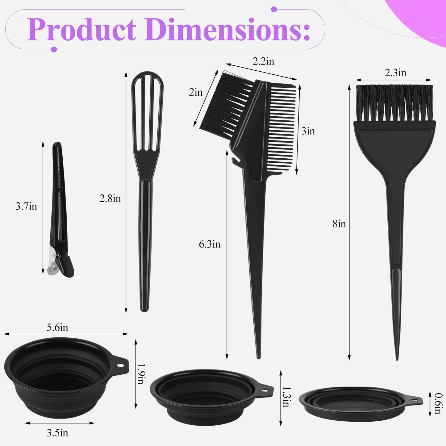 18PCS Hair Dye Kit, Hair Coloring Products with Hair Dye Brush, Collapsible Bowl, Clips, Ear Muffs, Disposable Gloves, Scarf, Shower Cap