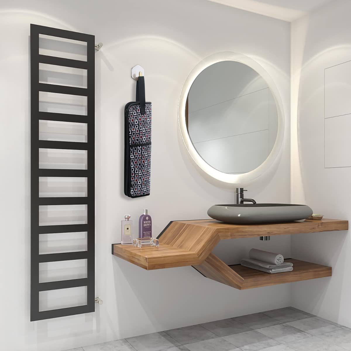 2 Pieces Hair Flat Iron Case Holder Canvas Bag Heat Resistant Curling Iron Silicone Straightener Holder Mat for Hair Tools Curling Iron Organizer Bag (Floral print)