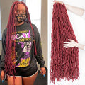 FALEMEI 36 Inch Burgundy Faux Locs Crochet Hair Extensions Pack of 6 - Soft, Pre-Looped, Lightweight, Full Head Ready