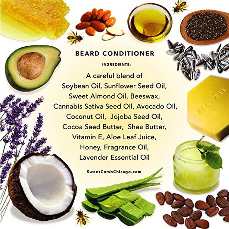 Beeswax Beard Conditioner: NATURAL Refreshing Beard Care, STRENGTHENS and SOFTENS Beards & Mustaches - Leave in Conditioner. Great for Father's Day, Birthdays and Christmas Gifts 4 oz
