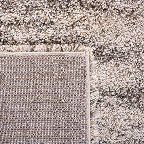 4x6 Shag Rug - Ivory & Grey Plush Area Rug for Bedroom & Living Room