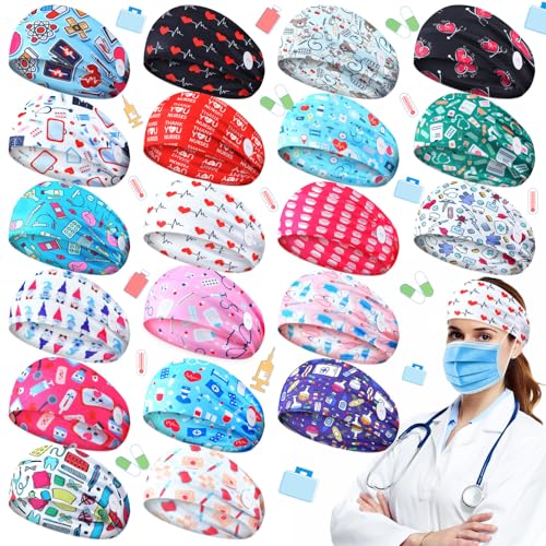 20 Pack Nurse Headbands with Buttons for Masks, Women’s Hair Accessories