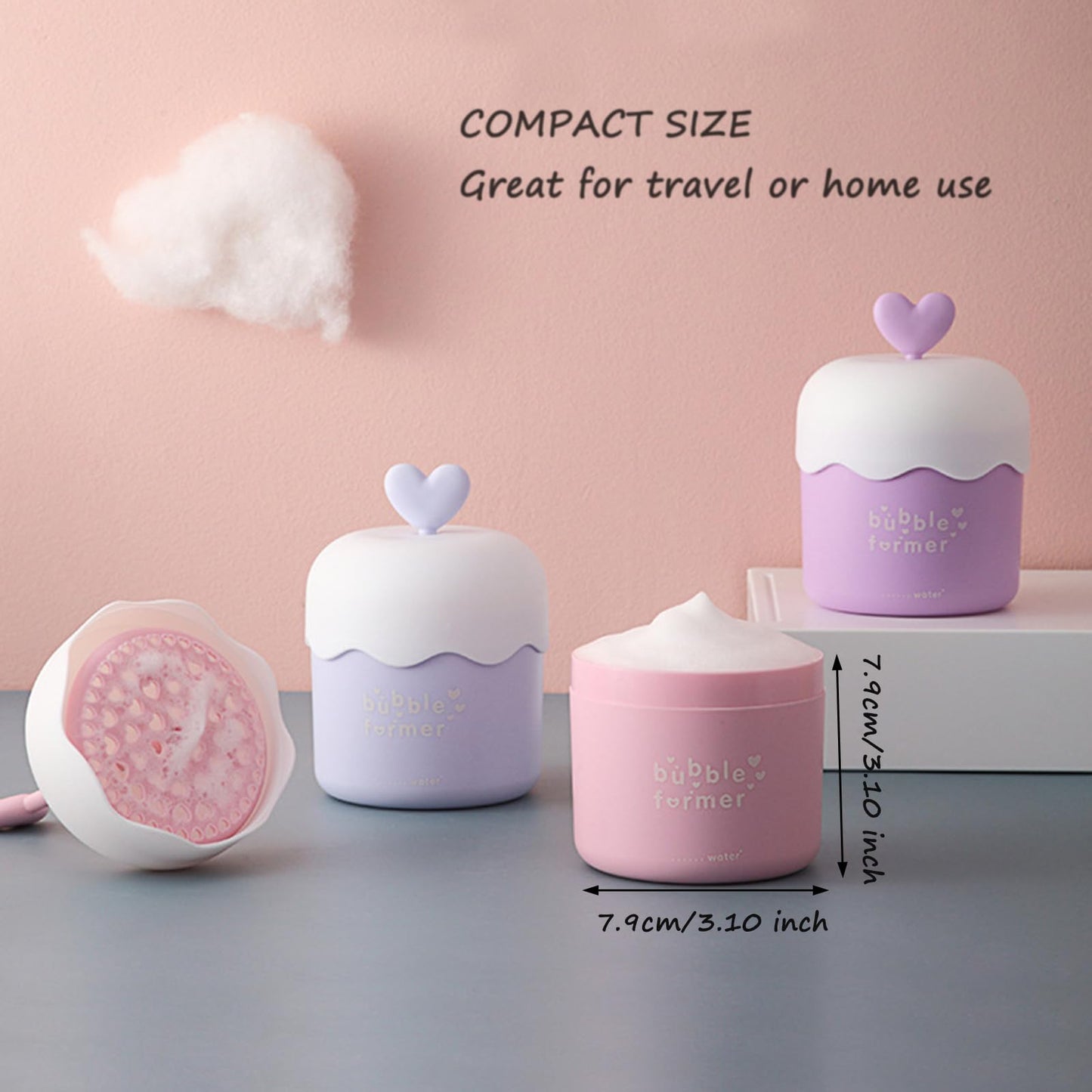 LZbeove Plastic Facial Cleanser Foamer Cup Portable Face Cleanser Foam Maker Cup Travel Skin Care Foam Maker Facial Skin Cleansing Care for Quickly get a rich cleanser lather (Purple)