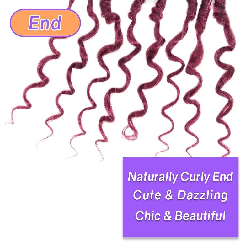 Butterfly Locs Crochet Hair with Curly Ends 18 Inch – Ombre Burgundy, 6 Packs