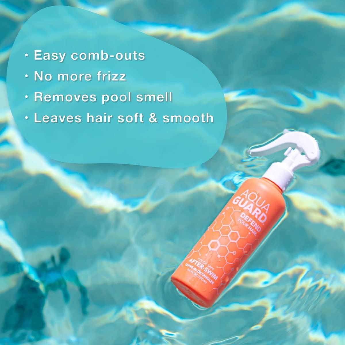 AQUA GUARD After-Swim UV Leave-In Detangler - Protects Hair From the Sun for Smooth, Silky Feel - Paraben & Gluten Free, Vegan, Color Safe, Leaping Bunny Certified