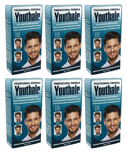 Youthair Gray Coverage Hair Cream for Men 3.75 oz - Pack of 6