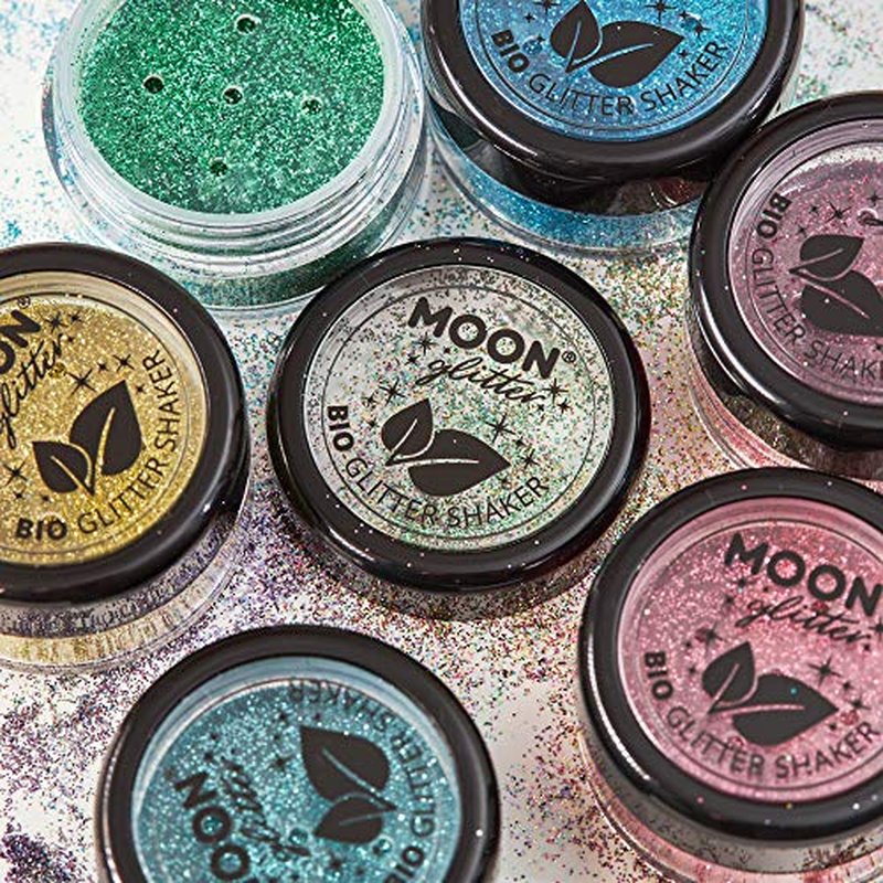 Biodegradable Eco Glitter Shakers by Moon Glitter - 100% Cosmetic Bio Glitter for Face, Body, Nails, Hair and Lips - 5g - Gold