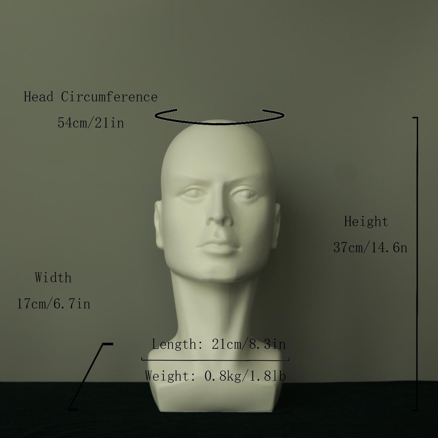 KimRuima Male Mannequin Head for Wigs Hats Sunglasses (White, 1PCS)